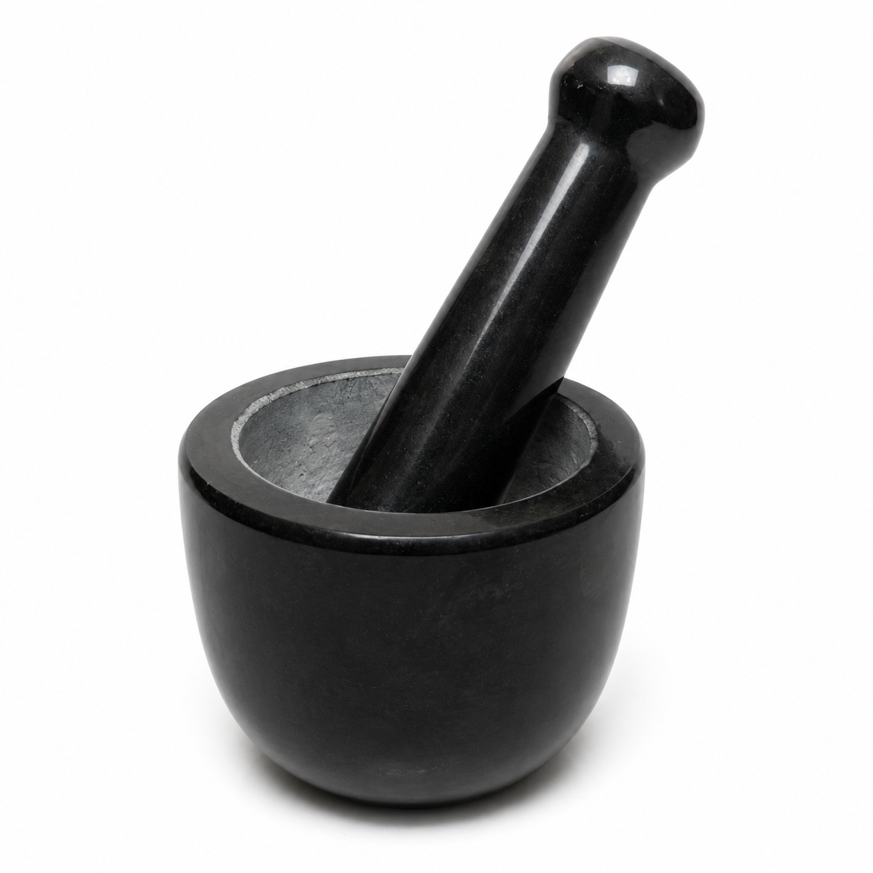 Anketras 5 Inch Black Granite Mortar & Pestle Set | Heavy Natural Stone Khalbatta/Hamam Dasta for Garlic, Ginger, Pepper, Herbs, Spices, Masala & Chutney Grinding | Polished Kitchen Stone Grinder