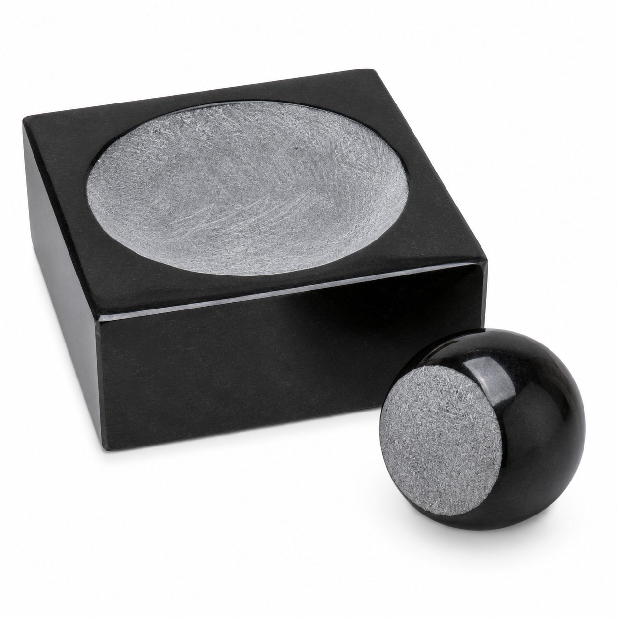 Anketras Premium Black Stone Square Idikal with Ball Handle Grinder | Natural Stone Ammi/Masala Grinding Stone for Garlic, Ginger, Chilli, Herbs & Fresh Masala | Compact Traditional Kitchen Grinder
