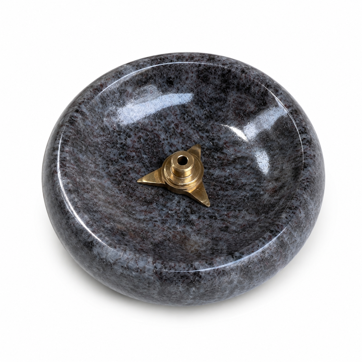 Anketras 5 Inch Granite Agal Vilaku Diya | Natural Stone Oil Lamp with Brass Wick Holder | Polished Granite Deepam for Pooja Room, Daily Worship, Diwali, Karthigai Deepam & Festive Decor (Grey)