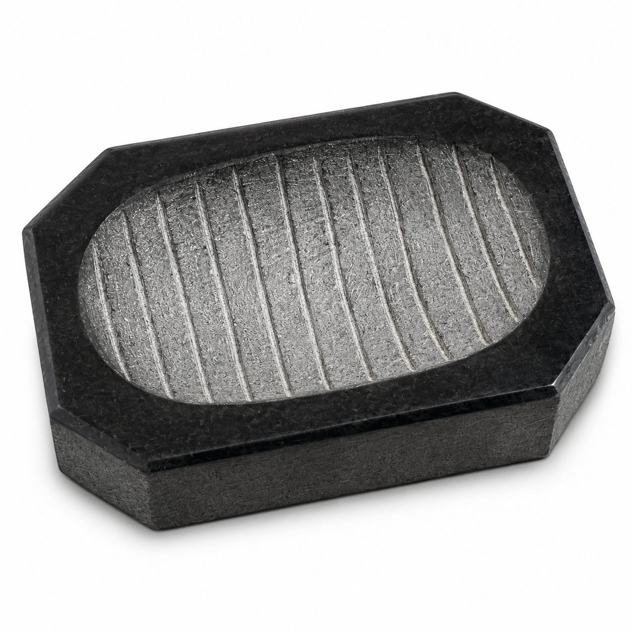 Anketras Granite Manjal Kal -Turmeric Rubbing Stone for Traditional Paste Preparation | Natural Black Granite Majal Kal with Grooved Surface | Heavy Base Haldi, Herbal & Sandalwood Paste Rubbing Stone