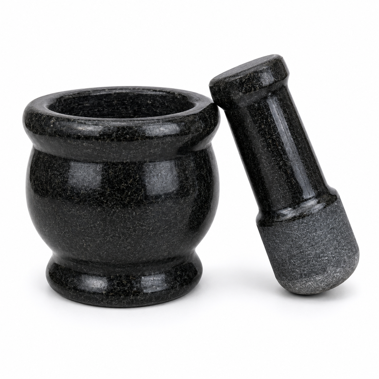 Anketras 4 Inch Flower Shape Kalvam Black Granite Mortar & Pestle Set | Traditional Stone Grinder/Idikallu for Spices, Herbs, Garlic, Pepper, Chutney & Masala | 5.5 Inch Pestle