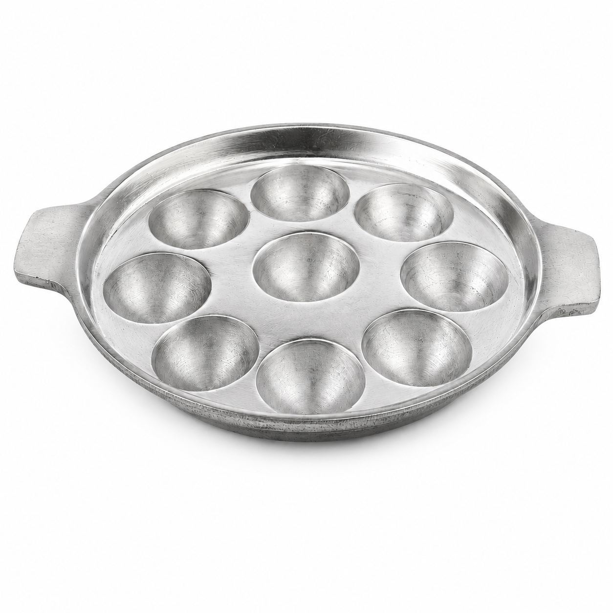 Anketras Indolium Paniyaram Pan 9 Pit | Heavy 2 Kg Strong Aluminium Kuzhi Paniyaram Maker | Seasoned Cooking Surface | Appam, Appe & Paddu Pan | Gas Stove Compatible