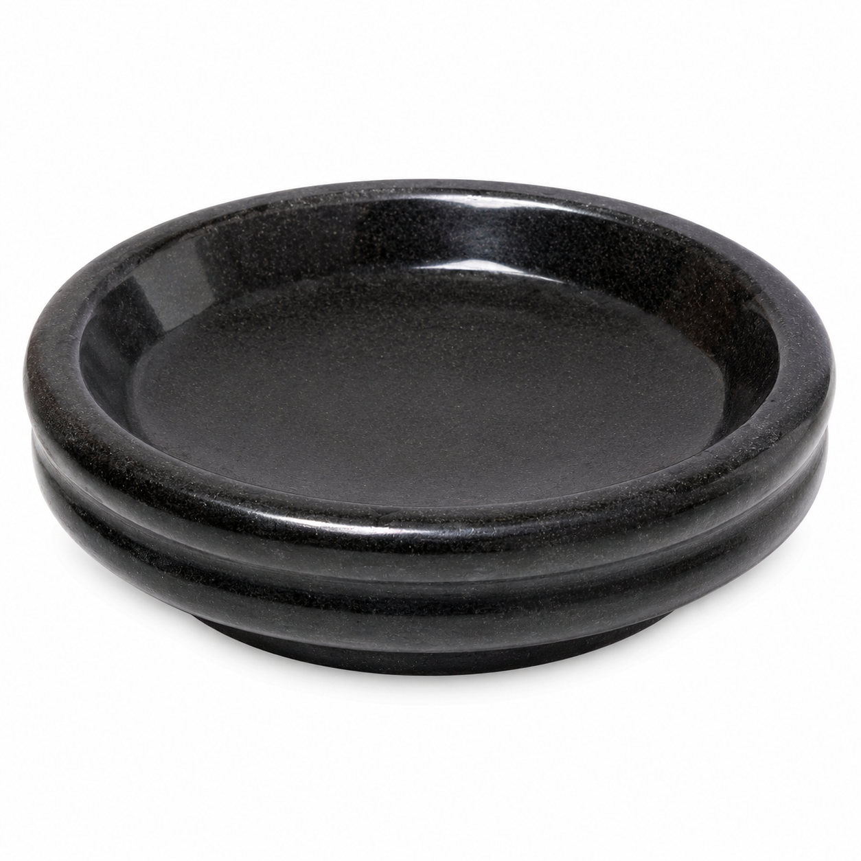 Anketras Black Granite Uruli Bowl for Home Décor | Stone Urli Ethnic Traditional Bowl Showpiece | 8 Inch Diameter Granite Stone Vasthu Bowl for Floating Flowers, Candles and Pooja Décor