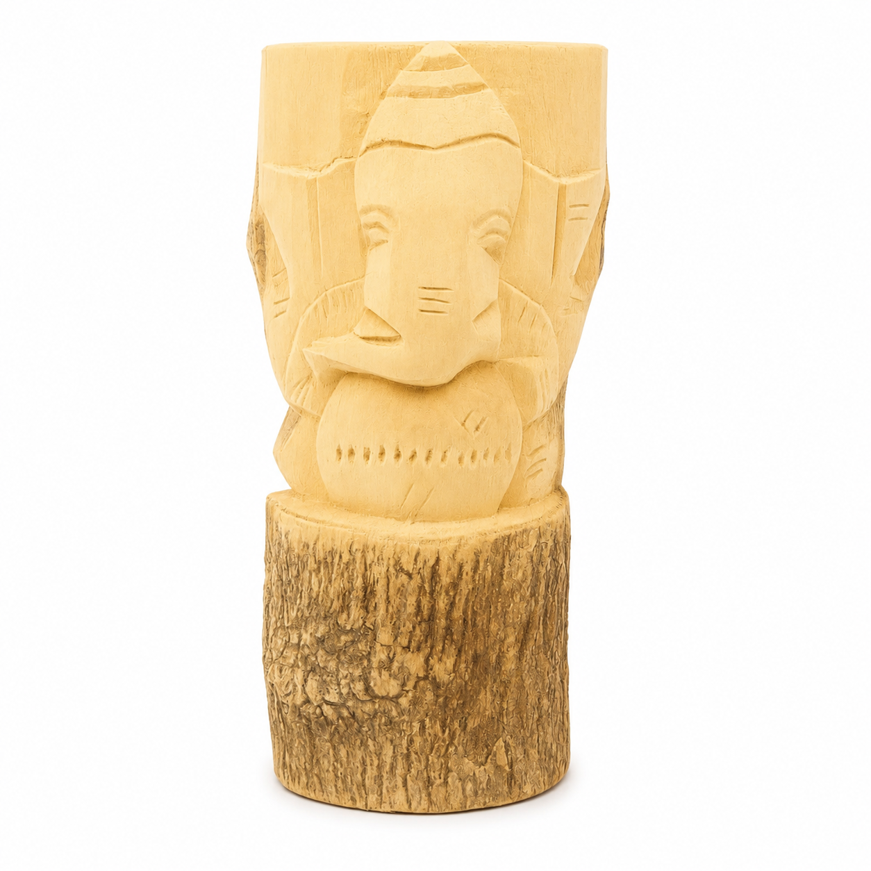 Anketras Hand-Carved Vellerukku Root Wood Vinayagar Idol | Natural Wooden Ganesha Statue for Pooja Room, Office Desk, Car Dashboard and Gifting | Approx. 12 cm