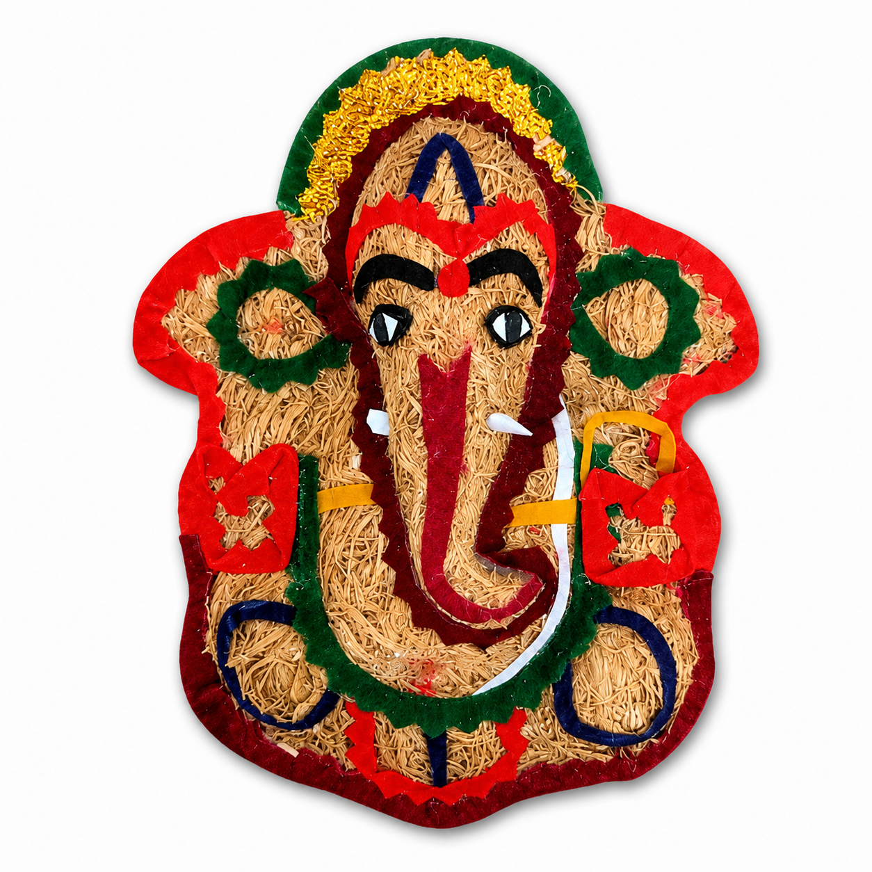 ANKETRAS Handmade Vetiver Ganesha Wall Hanging 5.5 Inch | Traditional Lord Ganapathi Entrance Décor for Main Door, Pooja Room, Office and Gifting