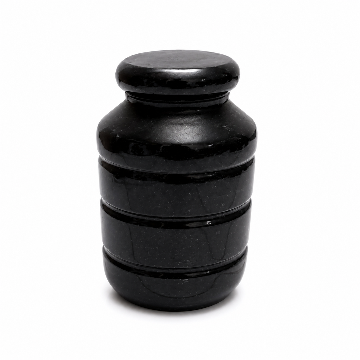 Anketras Black Granite Storage Jar with Lid for Kitchen | Multipurpose Stone Container for Salt, Sugar, Spices, Pickle and Jaggery | Approx. 11.5 cm Height
