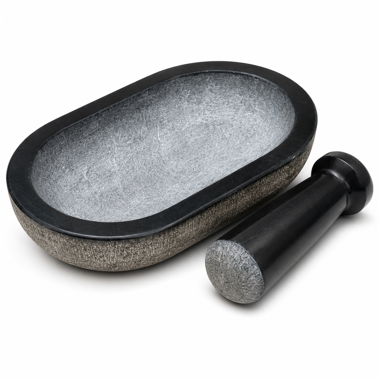 ANKETRAS 10-Inch Half-Polished Natural Granite Kalvam with Pestle | Traditional Stone Mortar and Pestle for Masala, Spices, Herbs, Garlic, Ginger and Chutney Grinding