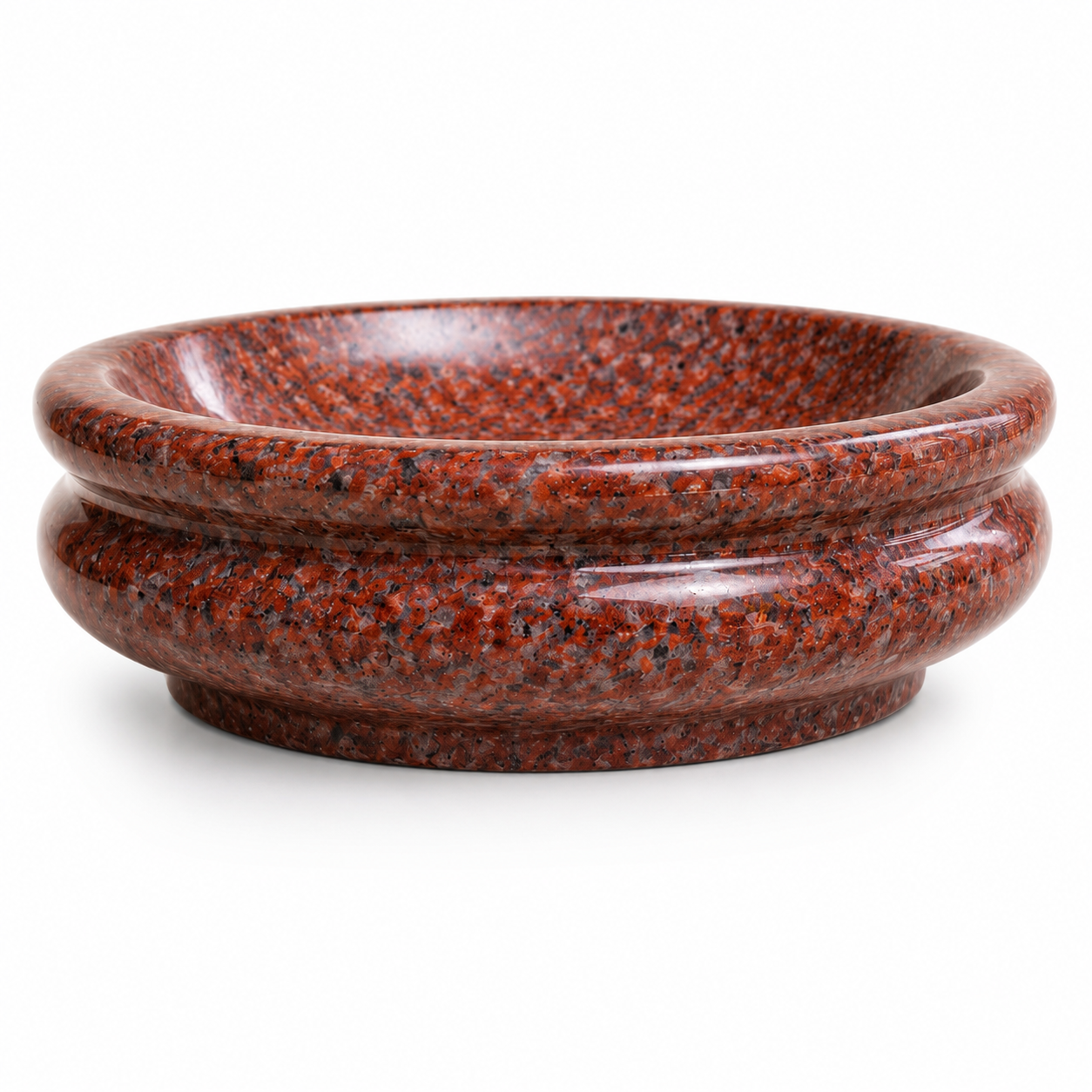 Anketras 8 Inch Natural Granite Vastu Bowl for Home, Office & Pooja Room | Decorative Stone Urli Bowl | Available in Black and Red (RED)