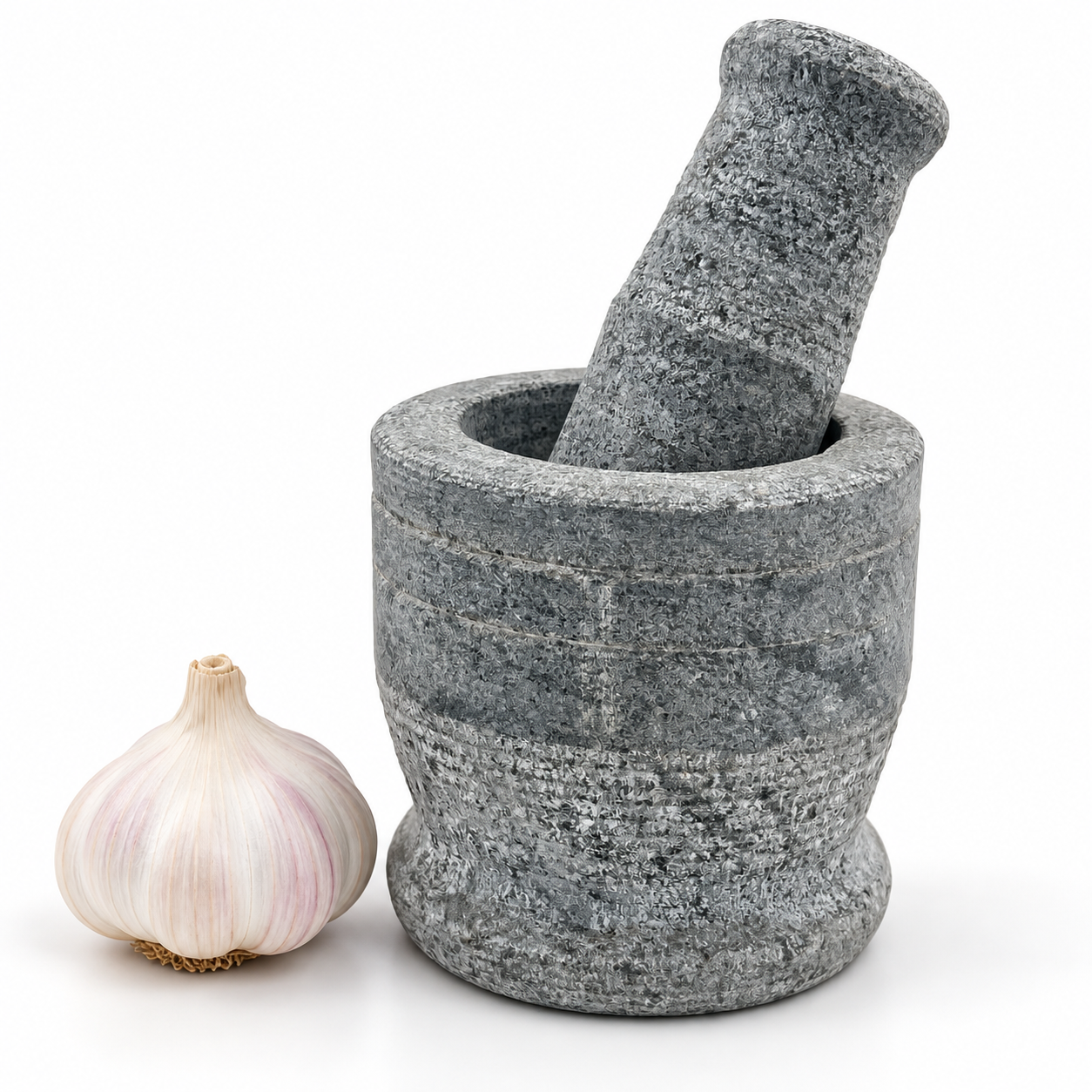 AnketrasNatural Stone Idikal with Pestle | Traditional Stone Mortar and Pestle for Spices, Garlic, Ginger, Masala & Chutney | Available in 4, 5 and 6 Inch