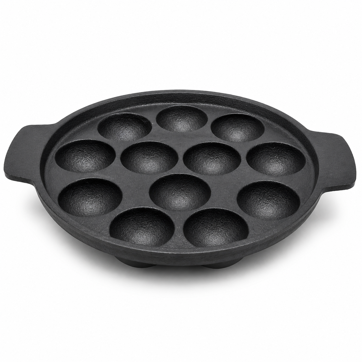 Anketras Cast Iron Paniyaram Pan with Induction Base, 12-Pit Pre-Seasoned Appam Patra, Kuzhi Paniyaram Kal for Appe, Paddu and Unniyappam, Gas and Induction Compatible, Dual Side Handles
