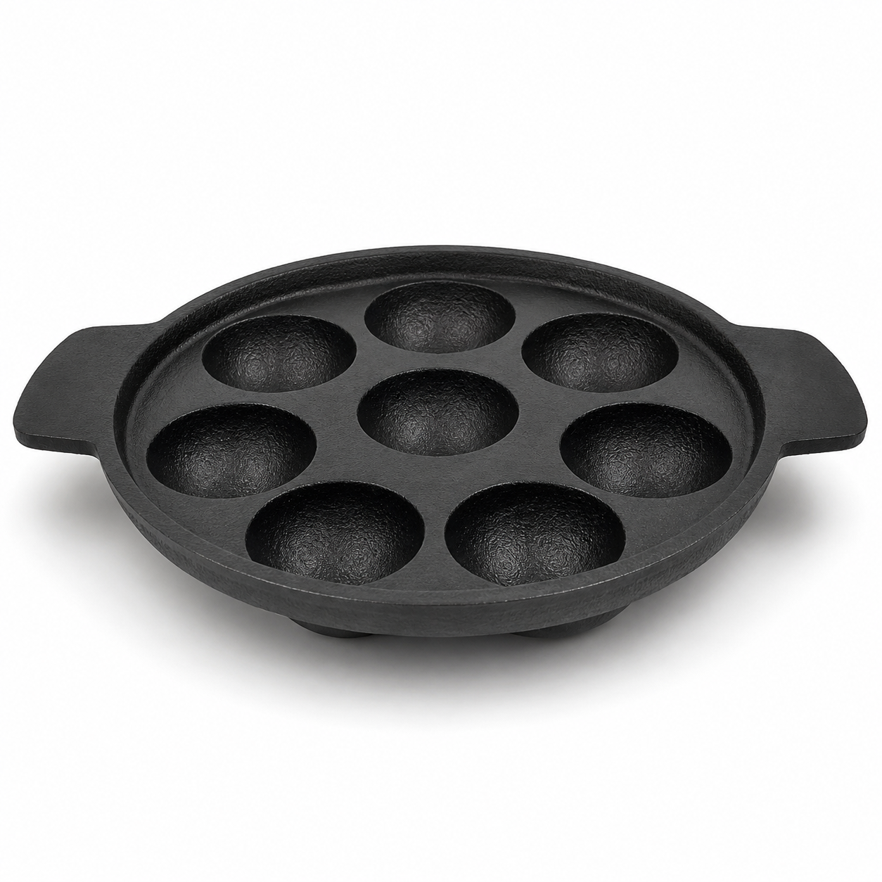 Anketras Cast Iron Paniyaram Pan 9 Pit Appam Maker with Induction Base & Side Handles | Appe Patra, Kuzhi Paniyaram Kal for Gas Stove and Induction Cooktop | Black