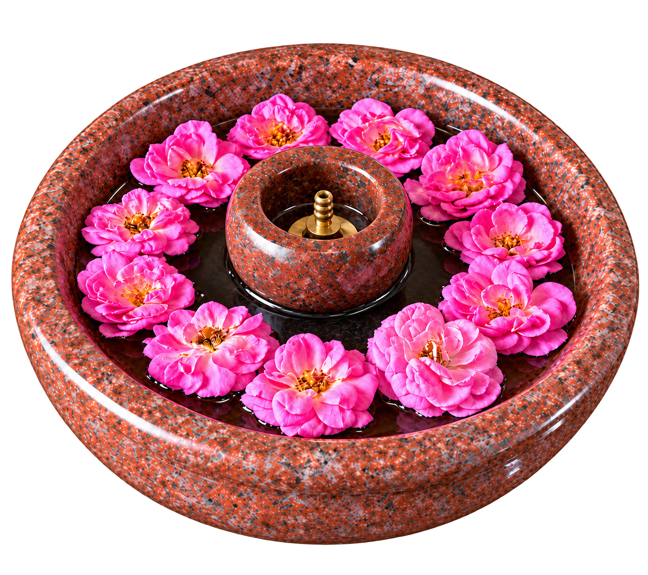 Anketras Vastu Bowl with Vilakku Combo | Decorative Urli Bowl with Traditional Diya | Flower Floating Bowl for Pooja, Home Decor, Entrance, Living Room & Festive Decoration RED Diya