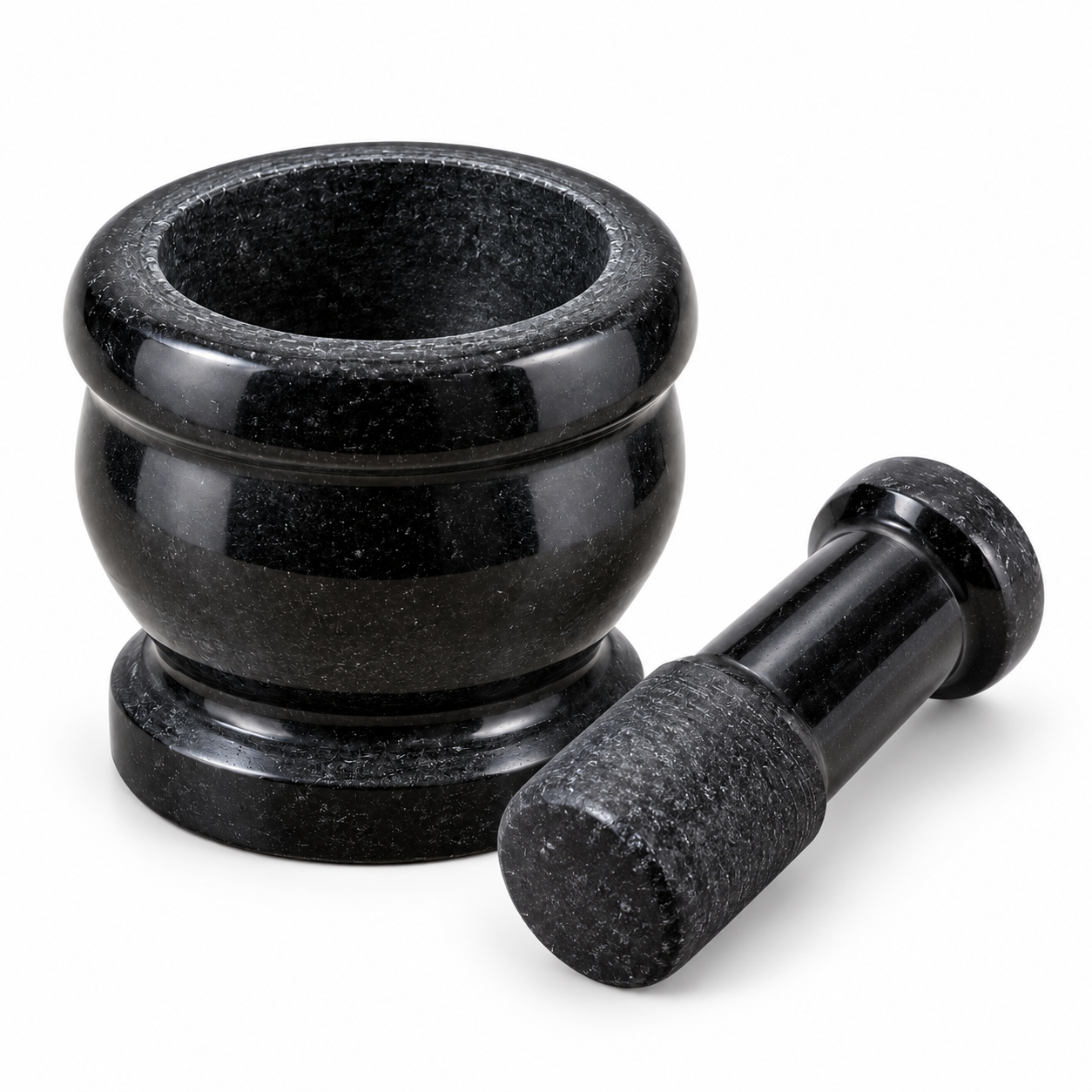 ANKETRAS 3 Inch Natural Black Stone Mortar and Pestle Set | Traditional Granite Idikal/Khal Dasta | Small Masher for Spices, Herbs, Garlic, Ginger, Pepper & Medicine | Heavy Duty Kitchen Grinder