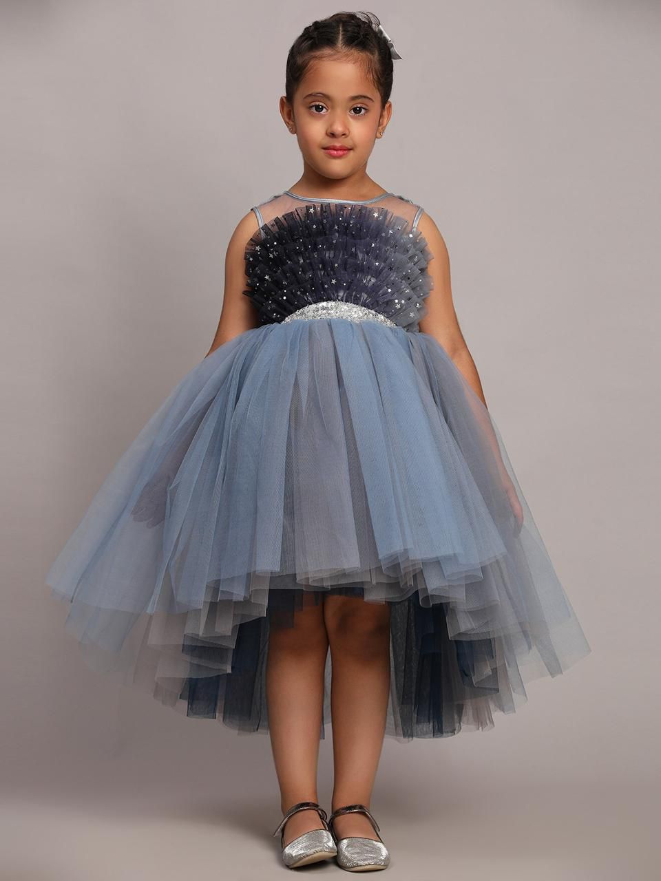 Ankertas Kids Frocks – Modern Western Stylish Party Wear Dress for Girls | Colorful Designer Outfit | Soft & Comfortable Fabric | Trendy Fashion Wear for Birthdays & Special Occasions (Grey)