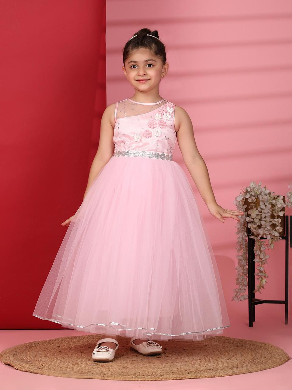 Ankertas Kids Frocks – Modern Western Stylish Party Wear Dress for Girls | Colorful Designer Outfit | Soft & Comfortable Fabric | Trendy Fashion Wear for Birthdays & Special Occasions(Light Pink)