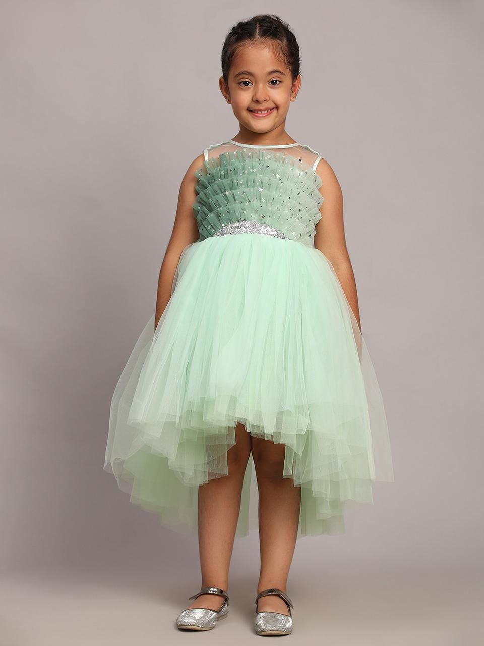 Ankertas Kids Frocks – Modern Western Stylish Party Wear Dress for Girls | Colorful Designer Outfit | Soft & Comfortable Fabric | Trendy Fashion Wear for Birthdays & Special Occasions(Pastel Green)