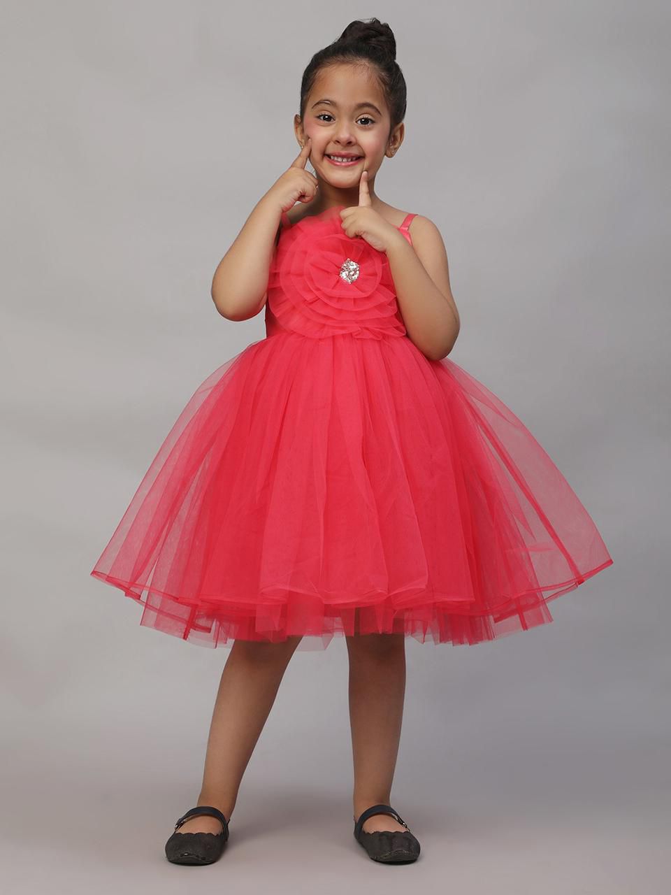 Ankertas Kids Frocks – Modern Western Stylish Party Wear Dress for Girls | Colorful Designer Outfit | Soft & Comfortable Fabric | Trendy Fashion Wear for Birthdays & Special Occasions(Red)