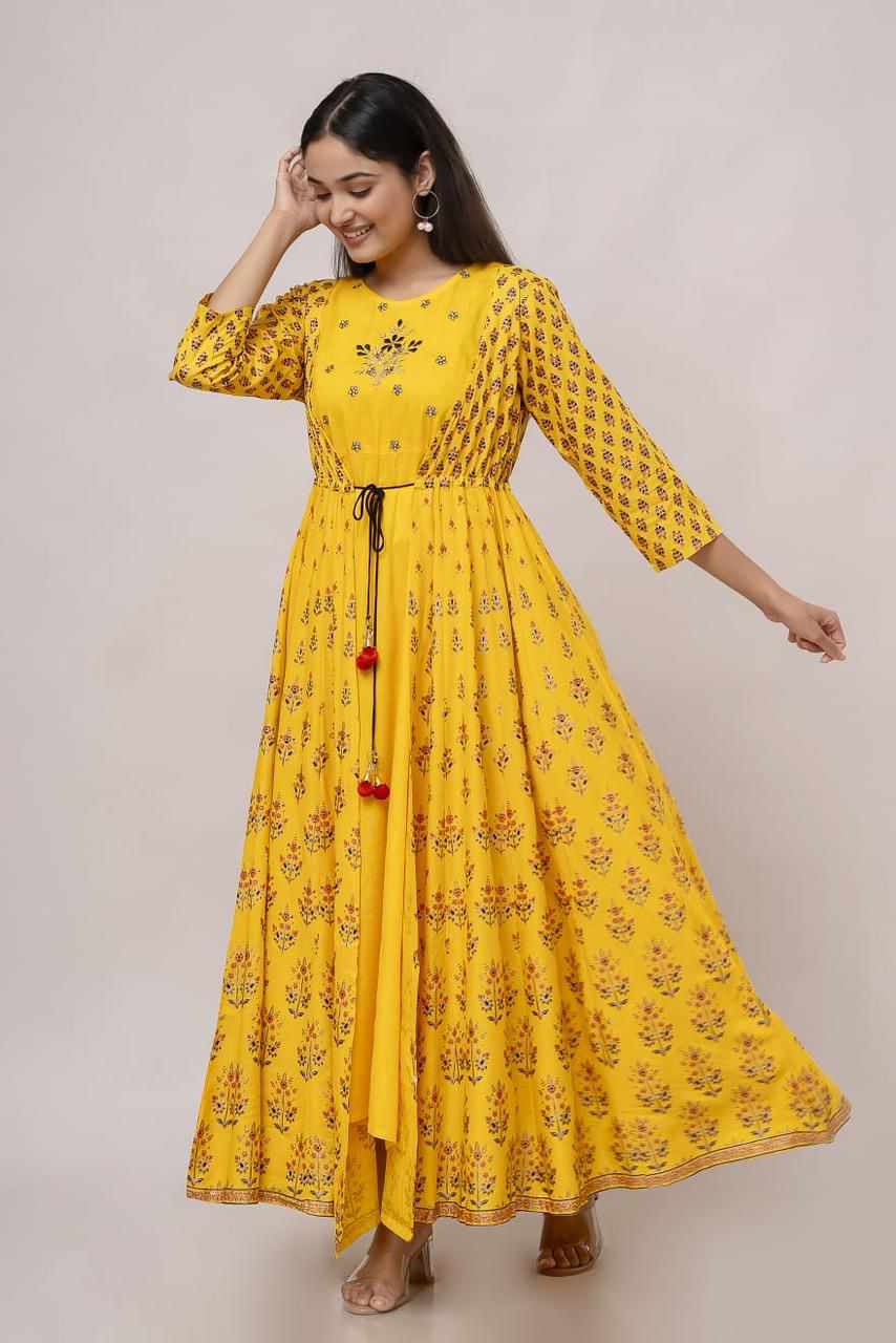 Yellow Aura – Statement Flared Maxi Dress